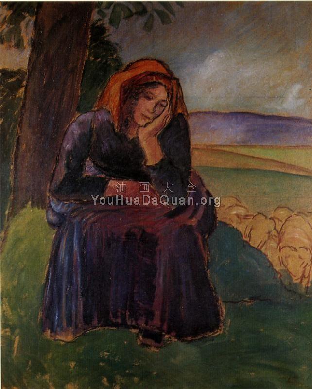 Seated Shepherdess - 卡米耶·毕沙罗